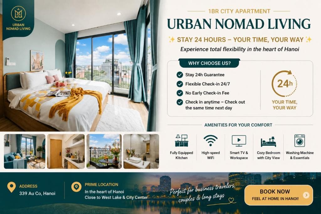 Urban Nomad Living 1BR City Apartment - Stay 24 hours - Flexible Check-in time